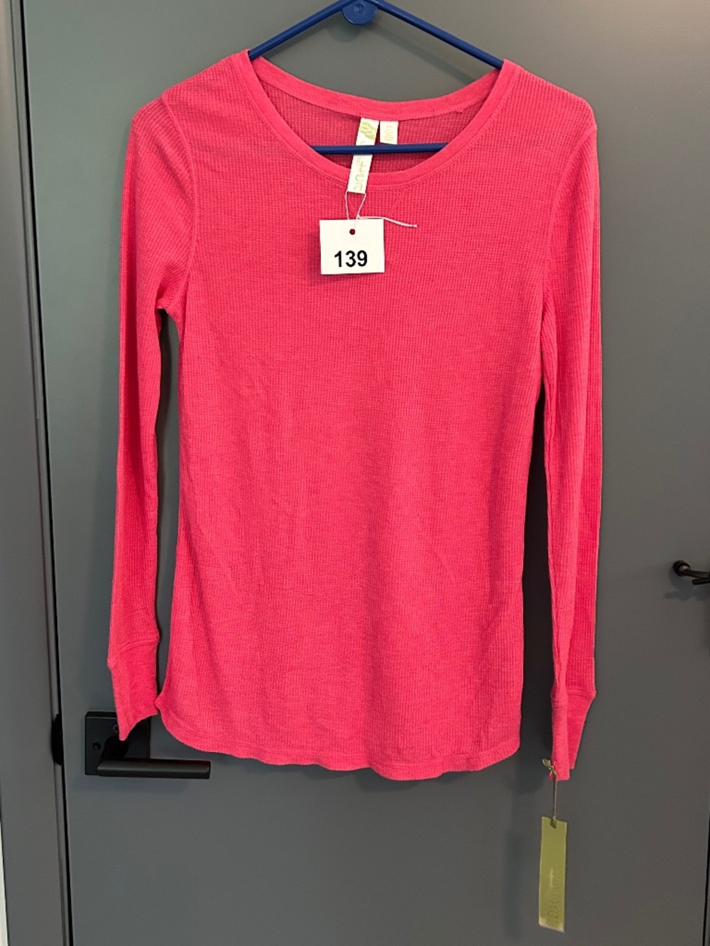 139 Pink Women's Long Sleeve Waffle Knit Top